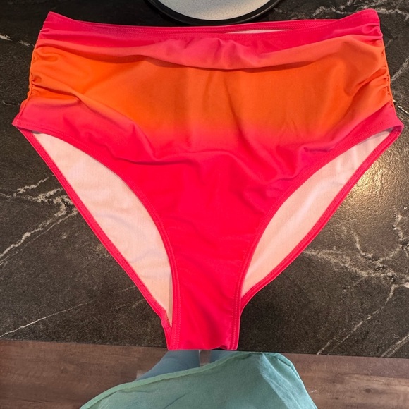 Vibrant Pink and Orange Highrise Bikini Set - Picture 9 of 13